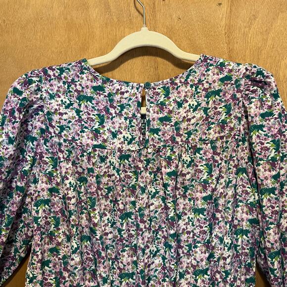 Pleione Blouse NWT Women’s Medium Smocked Floral Puff Sleeve Boho CottageCore - Picture 10 of 10